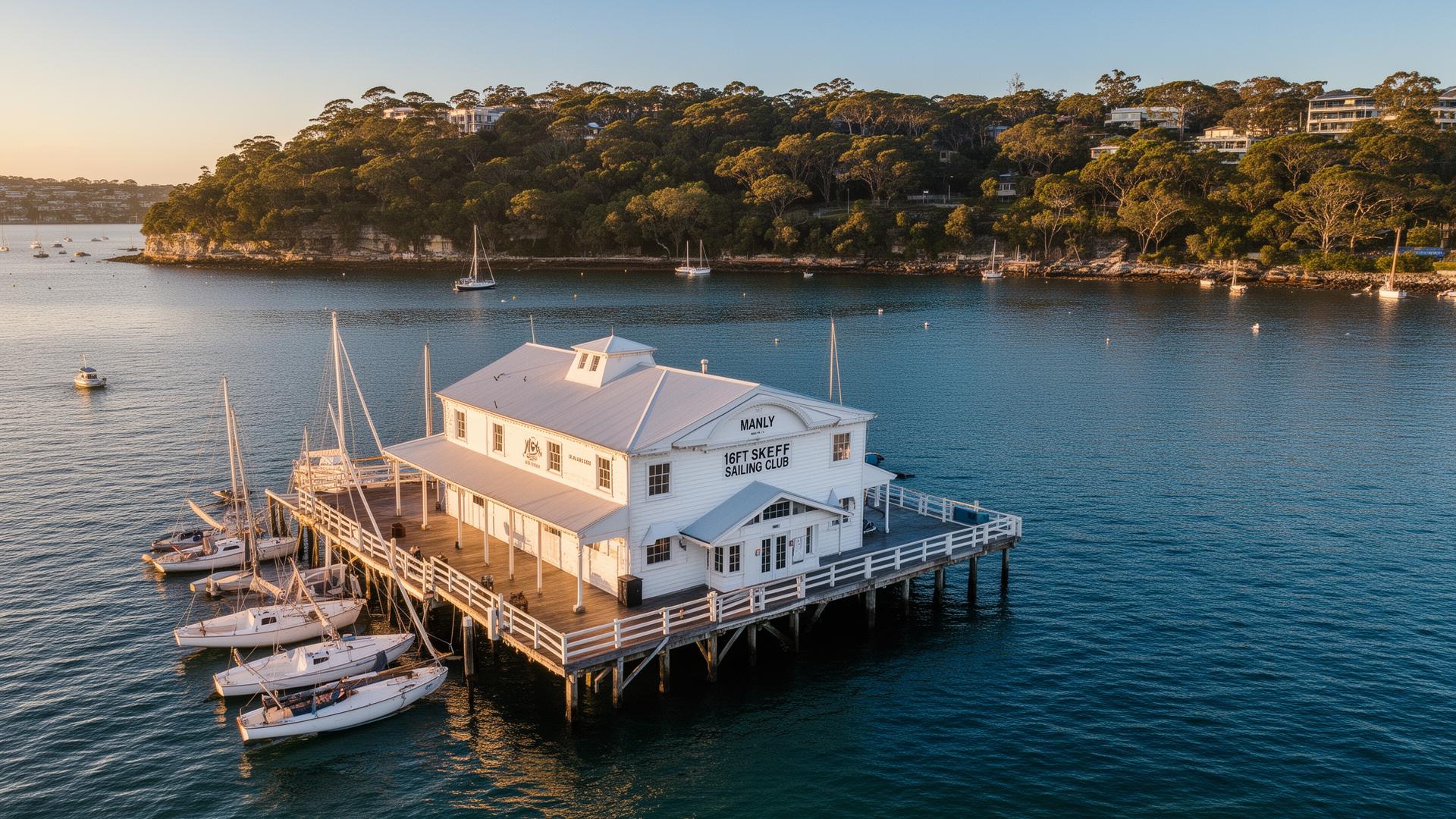 The clubhouse on Manly Cove